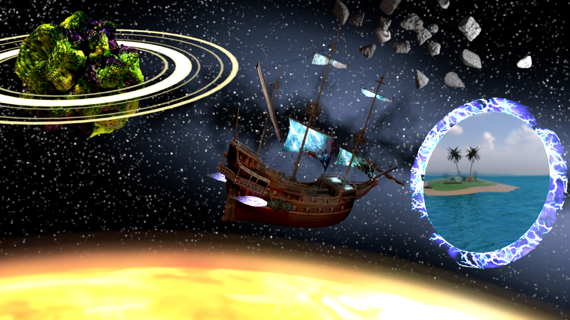 The Final Render of the Scene with depth of field using thin lens